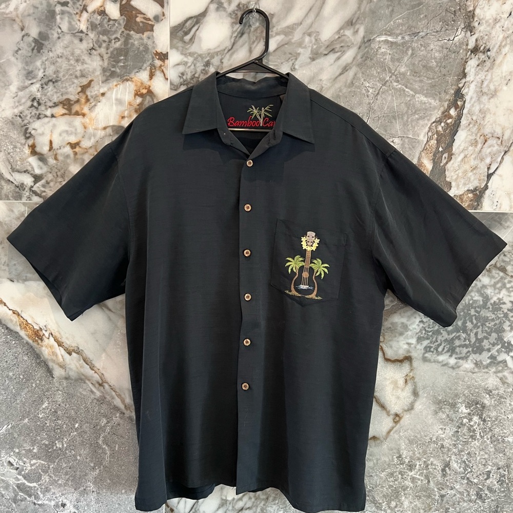 BAMBOO CAY Black Embroidered Men's Shirt